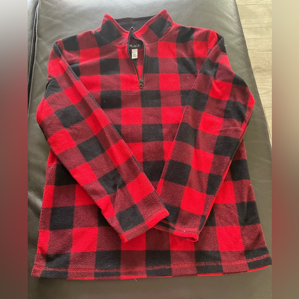 Children’s Place Red and Black Plaid Fleece Pullover Size 16 - Picture 1 of 2